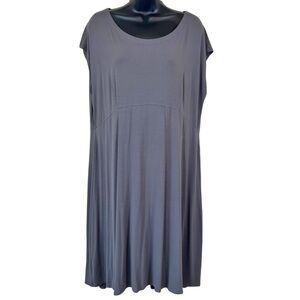 Eileen Fisher Bateau Neck Empire Seam Sleeveless Dress in Ash Gray